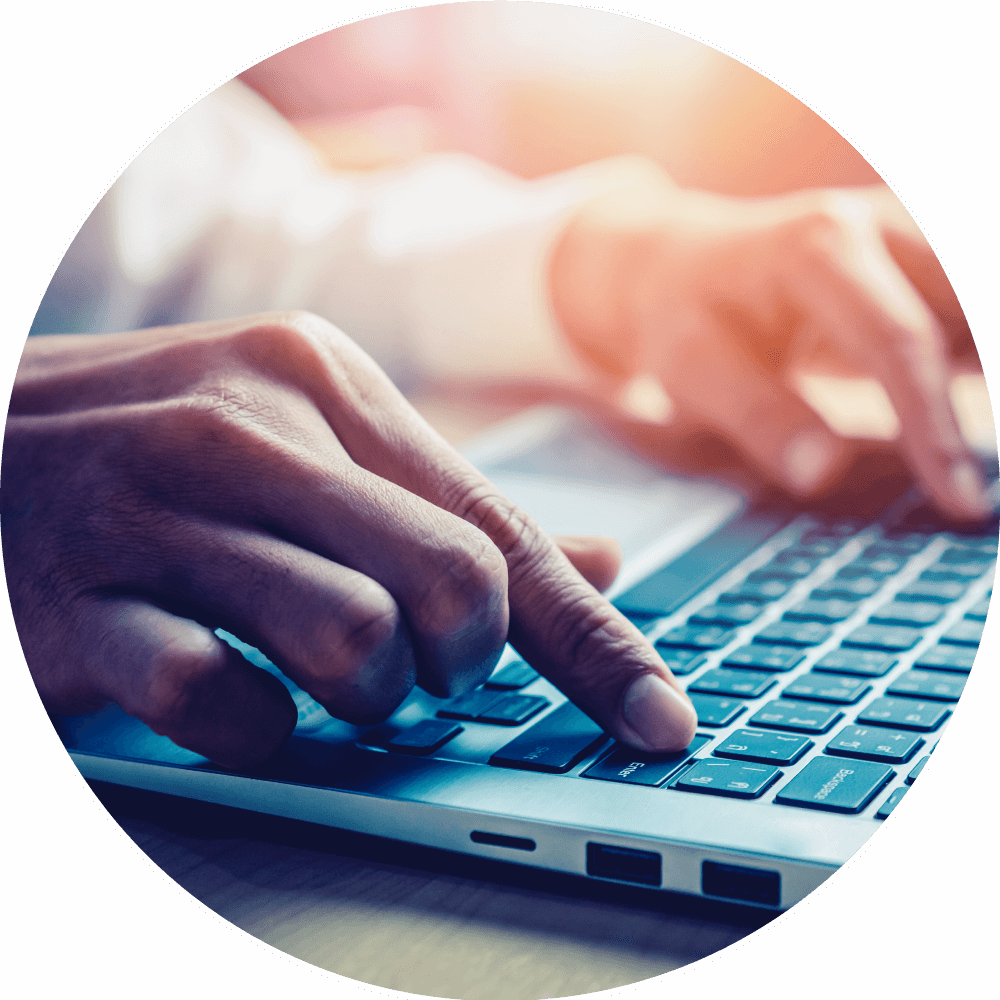 Laptop keyboard with hands