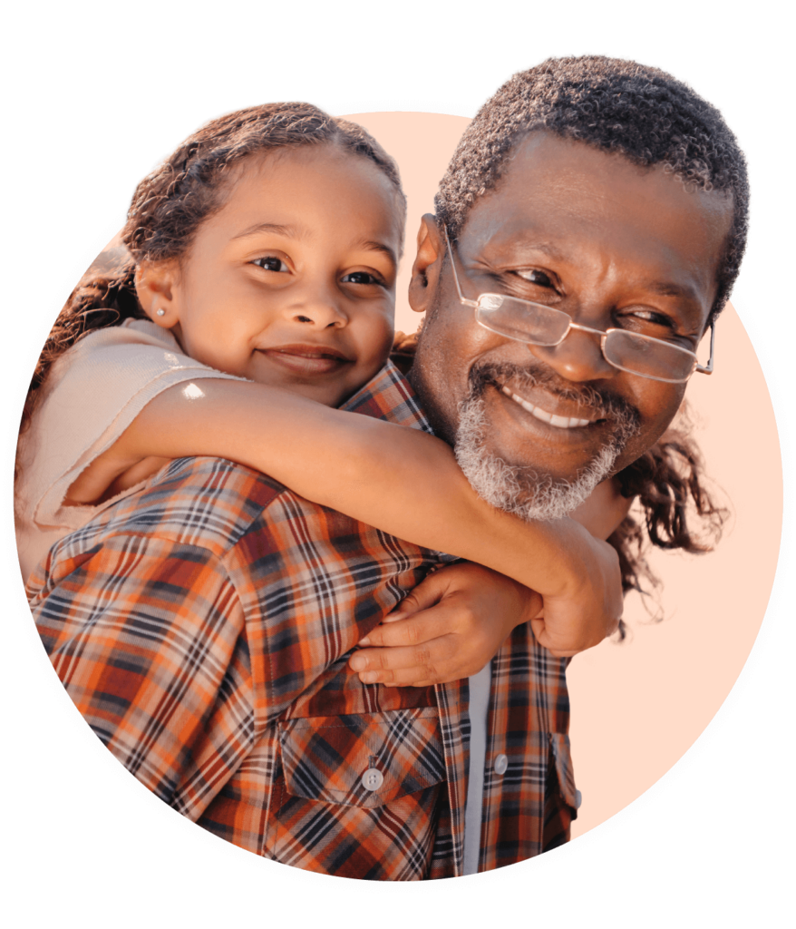 Older man with child on piggyback